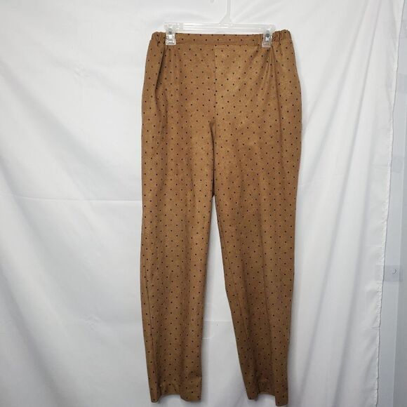 VINTAGE 80s/90s CACHE pants tan high waist textured dot pull‎ on M - Picture 12 of 12
